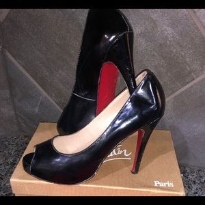 Christian louboutin black peep toe heels size 38
